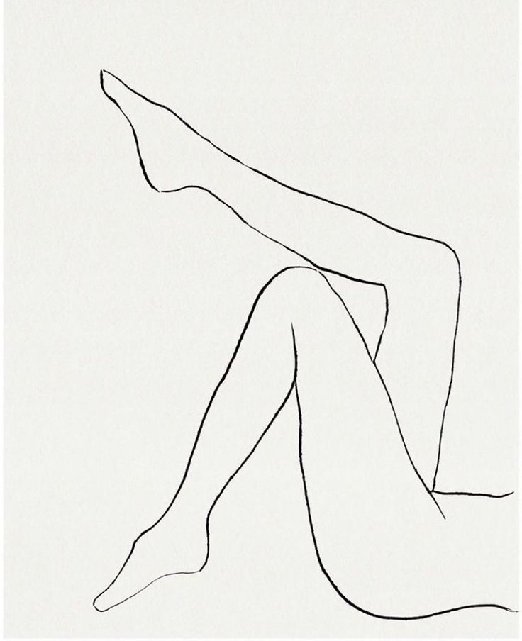 Minimalist line art illustration of a person's legs in a reclining pose