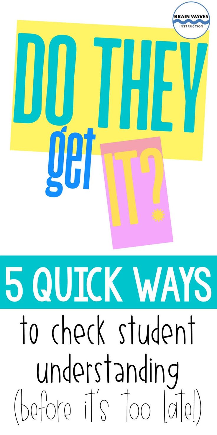 Educational graphic with text 'DO THEY get IT?' and '5 QUICK WAYS to check student understanding'