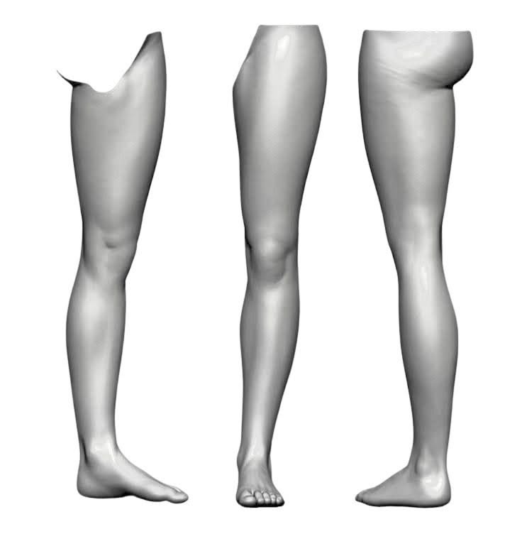 3D render of human legs and feet from multiple angles