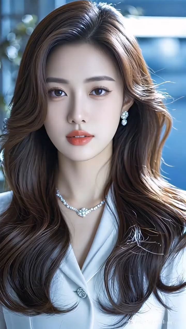 Woman with long brown hair wearing a white top and jewelry