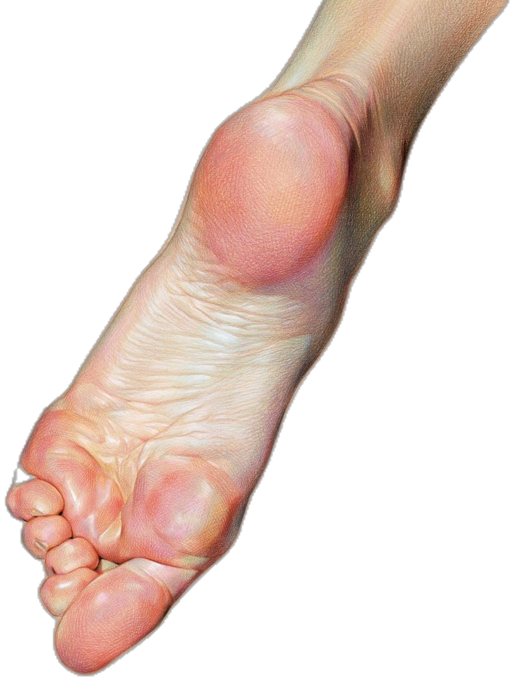 Detailed illustration of the sole of a foot with visible skin texture