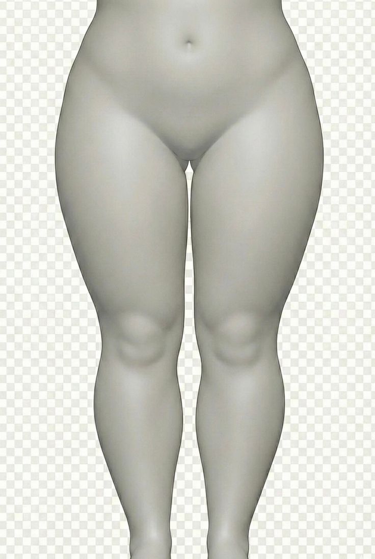 3D render of a nude female torso and legs with a curvy body type