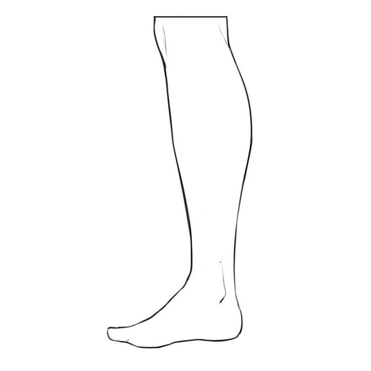 Line art illustration of a leg and foot in profile