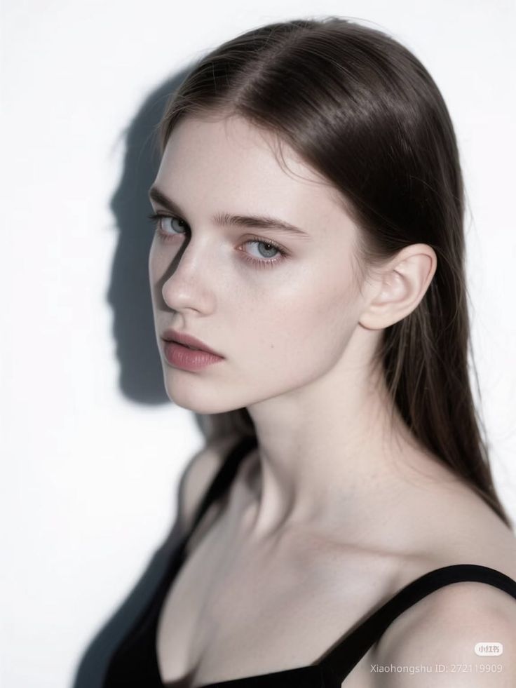 Woman with long hair in a black top with dramatic lighting and shadow