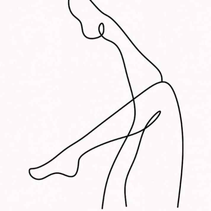 Minimalist line art of a female body with legs and thighs