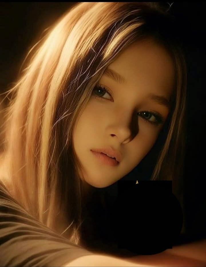 Woman with long blonde hair in a dark setting with soft lighting