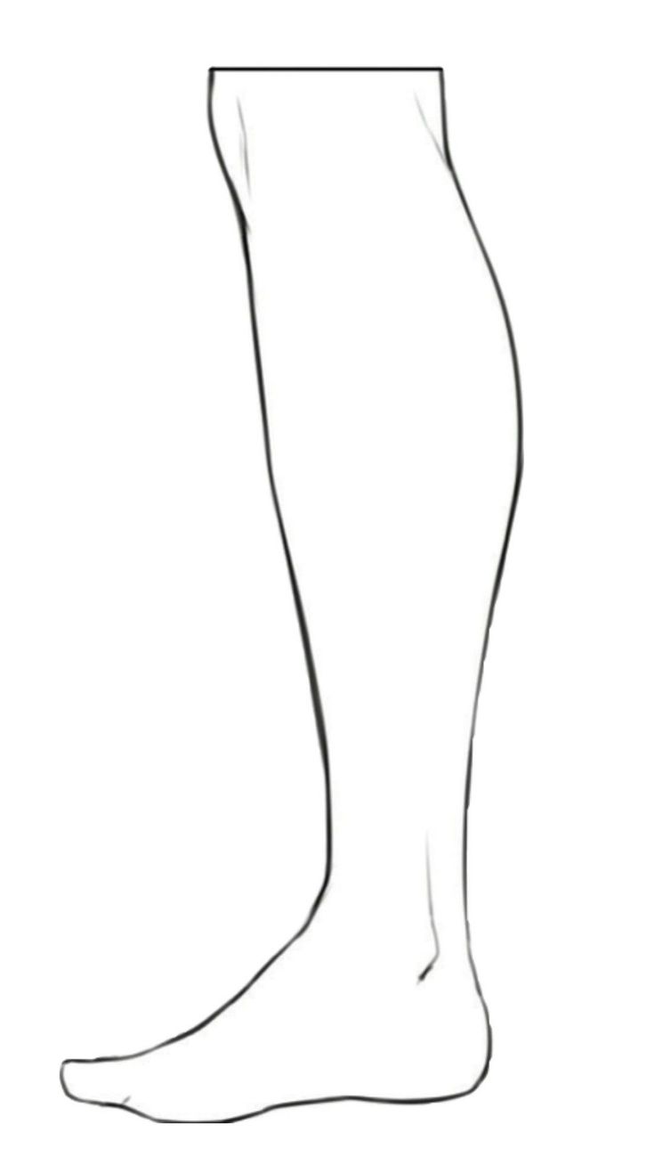 Line art illustration of a human leg and foot in side profile