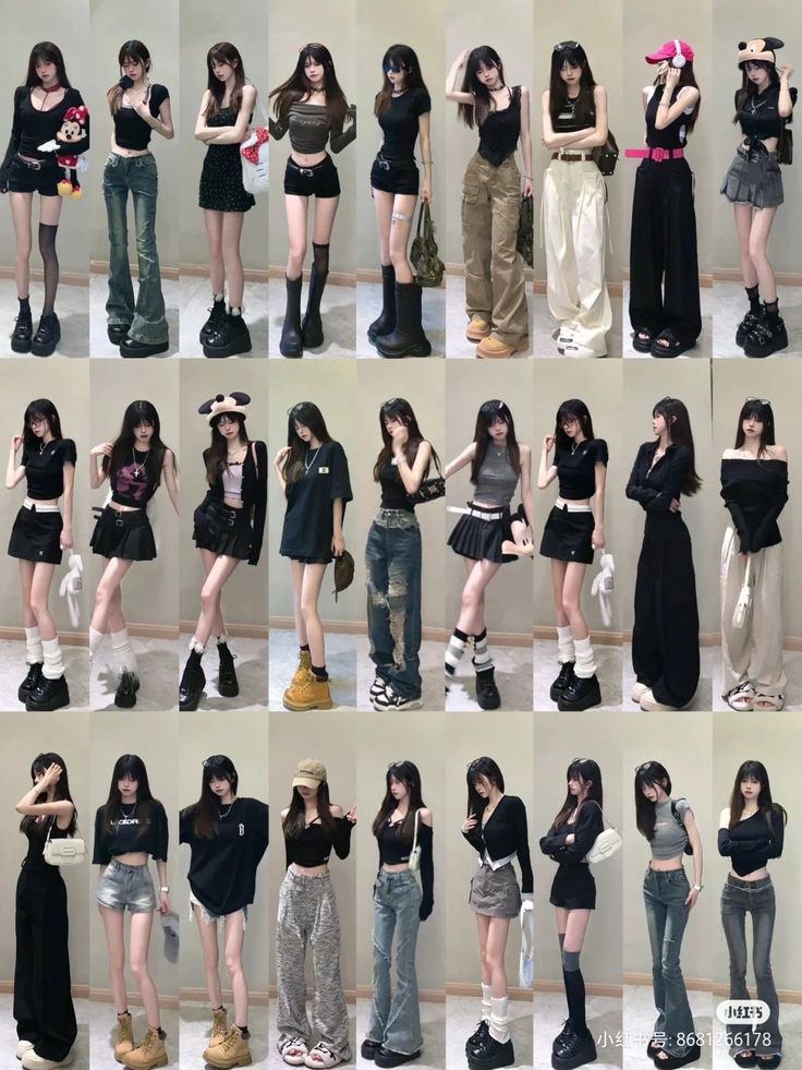 Multiple women showcasing various casual and streetwear outfits